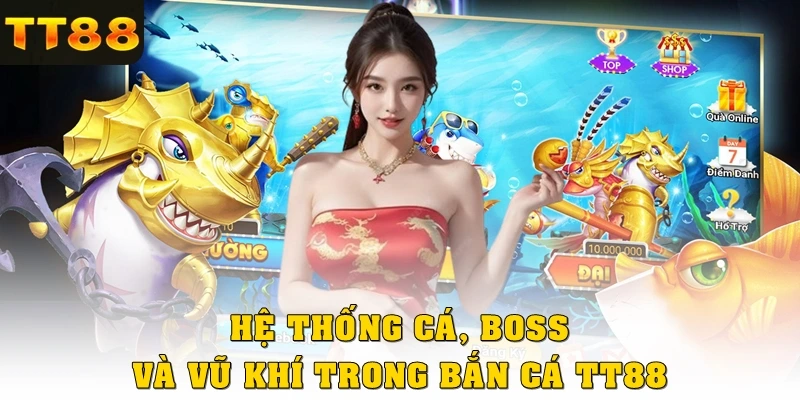 Hệ thống cá, boss và vũ khí trong bắn cá TT88
